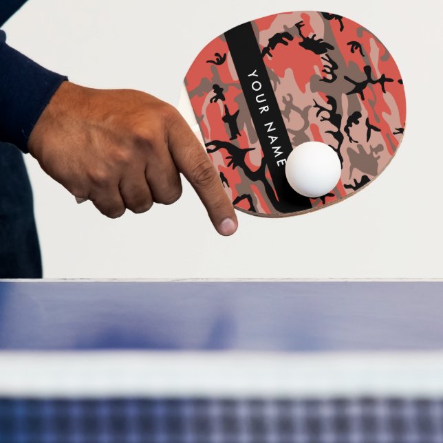 Raquete De Ping Pong Camuflagem Vermelha e Castanha Seu nome Personaliz (Insitu)