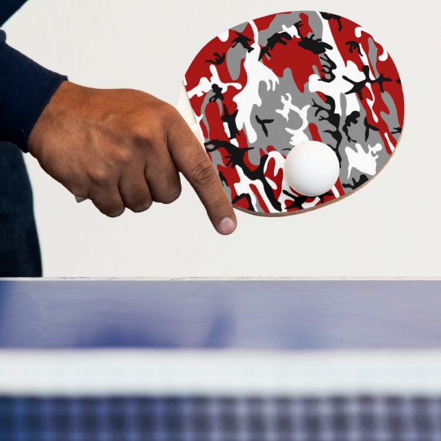 Raquete De Ping Pong Camuflagem Vermelha e Cinza, Militar, Exército (Insitu)