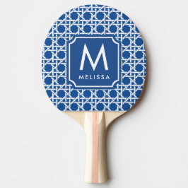 Raquete De Ping Pong Cana Azul e Branca | Rattan | Monograma