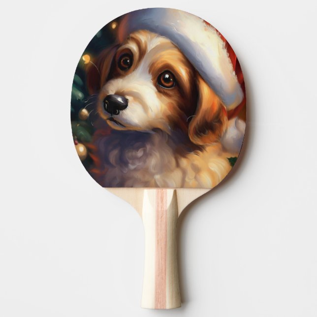 Raquete De Ping Pong Cão de Natal (2) (Frente)