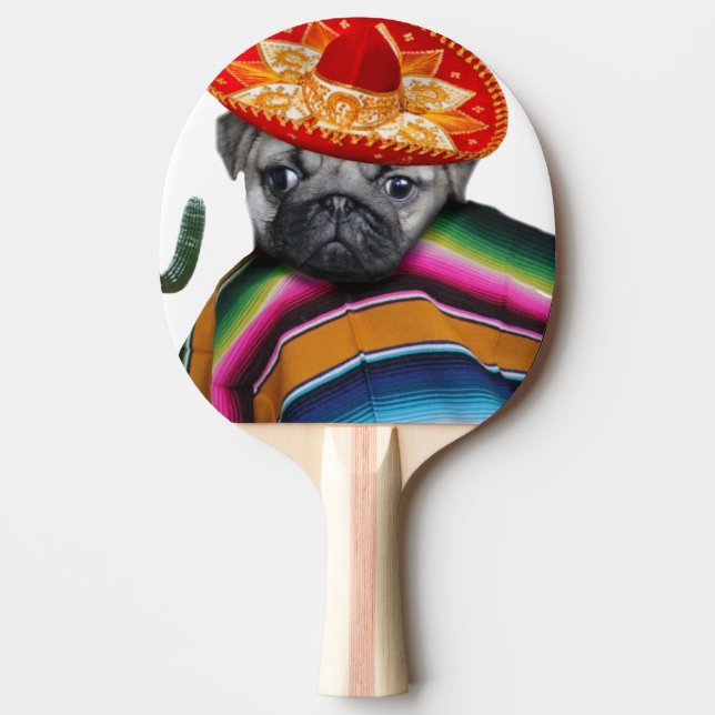 Raquete De Ping Pong Cão mexicano do Pug (Frente)