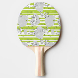 Raquete De Ping Pong cão que joga o fundo do teste padrão