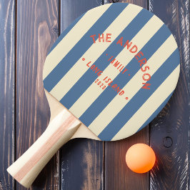 Raquete De Ping Pong Capri à Beira-Mar com Listras Azuis & Nome da Famí