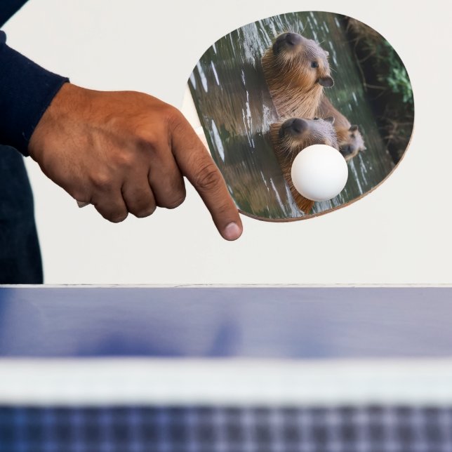 Raquete De Ping Pong Capybaras Nadando No Rio, (Insitu)