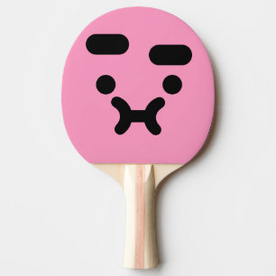Raquete De Ping Pong Cara Confusa e Emburrada Rosa Claro Fofa
