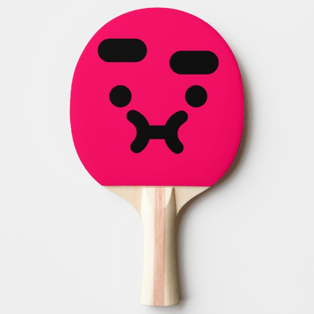 Raquete De Ping Pong Cara Corada Confusa e Fofa Rosa (Frente)