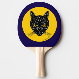Raquete De Ping Pong Cara de Gato Preto