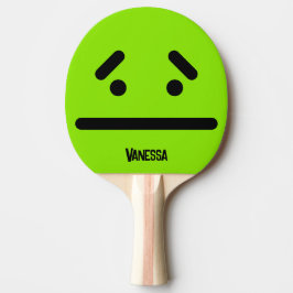 Raquete De Ping Pong Cara Verde Branca Triste com Nome