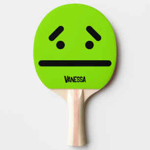 Raquete De Ping Pong Cara Verde Branca Triste com Nome