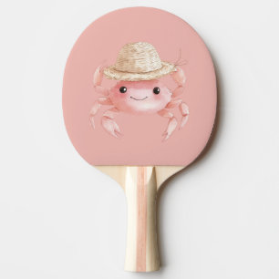 Raquete De Ping Pong Caranguejo Sorridente Rosa Fofo da Praia com Chapé