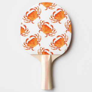Raquete De Ping Pong Caranguejos Aquarela: Padrão Branco De Fundo