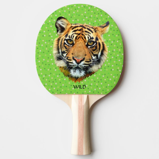 Raquete De Ping Pong Carapaça de Tigre Selvagem no Pino Verde (Frente)