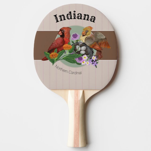 Raquete De Ping Pong Cardinais de Norte de Indiana com Plantas Nativas (Frente)