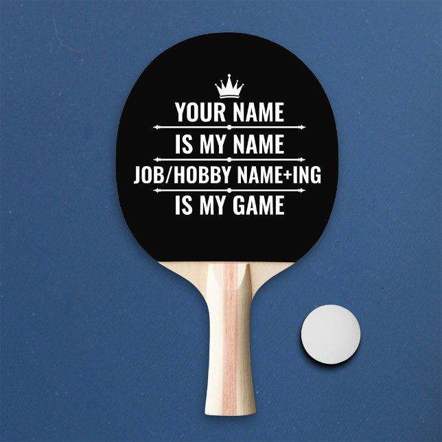 Raquete De Ping Pong Cargo Engraçado Personalizado e Nome do Hobby (Criador carregado)