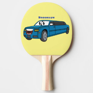 Raquete De Ping Pong Caricatura azul-limusine e feliz