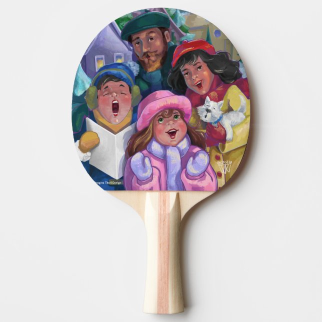 Raquete De Ping Pong Caroleiros de Natal (Frente)