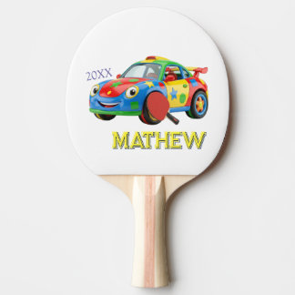 RAQUETE DE PING PONG CARRO ESPORTIVO COLORIDO REMO HOMEM CRIANÇAS NOME
