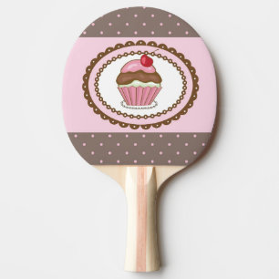 Raquete De Ping Pong Cartão de aniversário com cupcake