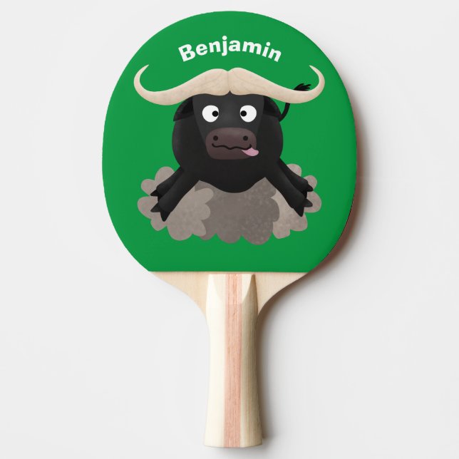 Raquete De Ping Pong Cartografia de búfalo com água corrente (Frente)
