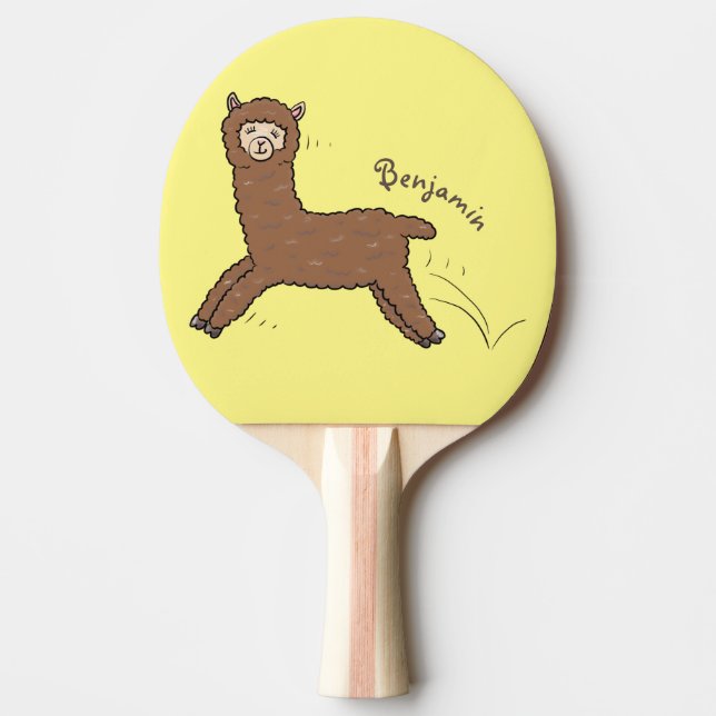 Raquete De Ping Pong Cartoon castanho-branco e bonito (Frente)