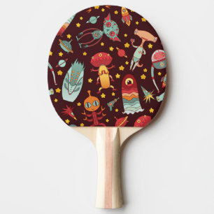 Raquete De Ping Pong Cartoon de alienígena: Divertimento no Espaço Vint