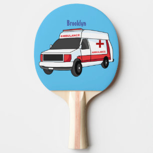 Raquete De Ping Pong Cartoon de ambulância vermelha