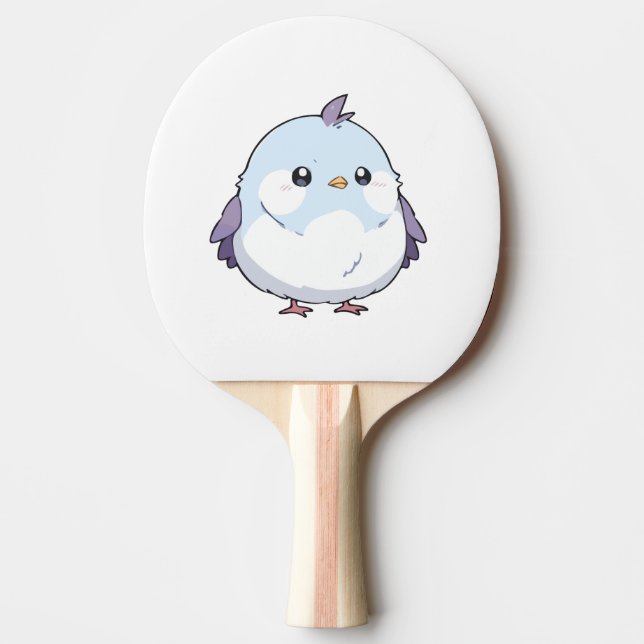 Raquete De Ping Pong Cartoon de Aves Cute Kawaii Chubby - Pastel Adoráv (Frente)