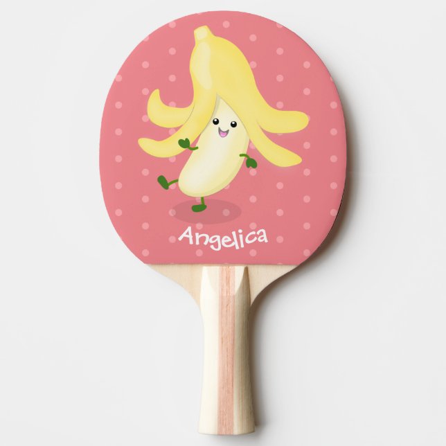 Raquete De Ping Pong Cartoon de banana kawaii (Frente)