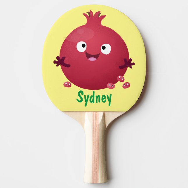 Raquete De Ping Pong Cartoon de fruta de romã giro (Frente)