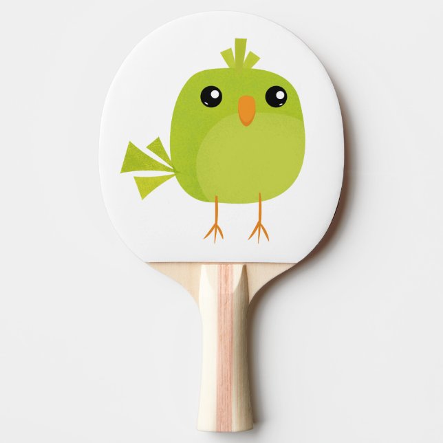 Raquete De Ping Pong Cartoon de Pássaro Verde (Frente)