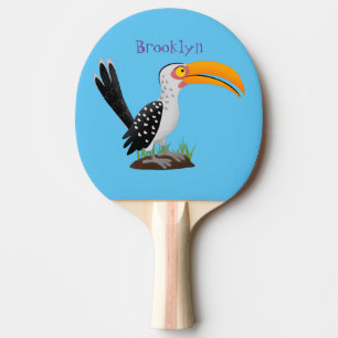 Raquete De Ping Pong Cartoon de pássaros-de-bico-amarelo engraçado