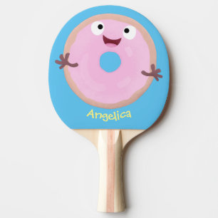 Raquete De Ping Pong Cartoon de rosquinha rosa-claro e bonito