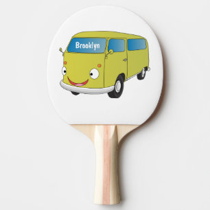 Raquete De Ping Pong Cartoon do verde limão clássico