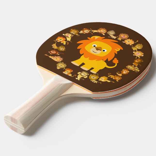 Raquete De Ping Pong Cartoon Lion Mandala Ping Pong Paddle (Frente inclinada)