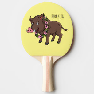 Raquete De Ping Pong Cartoon selvagem e flores