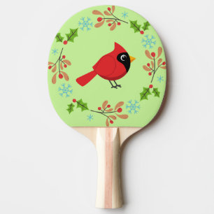 Raquete De Ping Pong Cartoon Vermelho Bonito com Flores