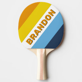 Raquete De Ping Pong Carvão Crepuscular Ousado Listrado com Nome