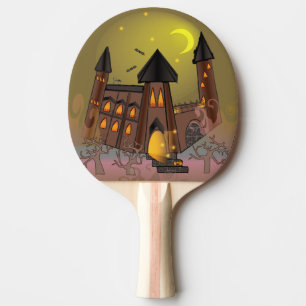 Raquete De Ping Pong Casa das bruxas do Dia das Bruxas e castelo dos va
