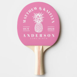 Raquete De Ping Pong Casamento de Abacaxi Tropical Rosa