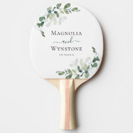 Raquete De Ping Pong Casamento Eucalyptus Greenery Monograma