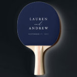 Raquete De Ping Pong Casamento marinho Azul e Branco Personalizado<br><div class="desc">Pá azul marinho pingue-pongue lindo. Presente perfeito para os recém-casados da sua vida!</div>
