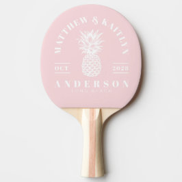 Raquete De Ping Pong Casamento Tropical de Abacaxi Rosa Meia-Noite