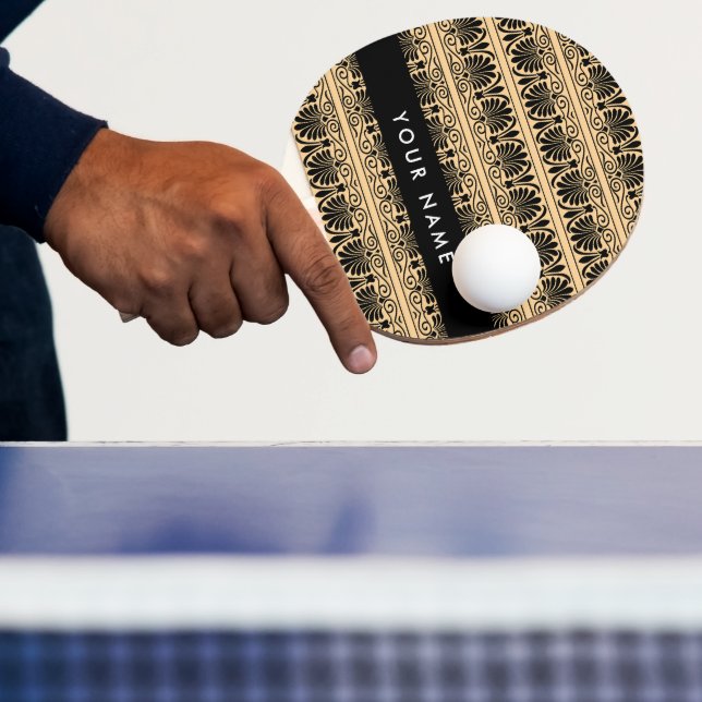 Raquete De Ping Pong Castanho Arábico Grego, Seu Nome, Personalizar (Insitu)