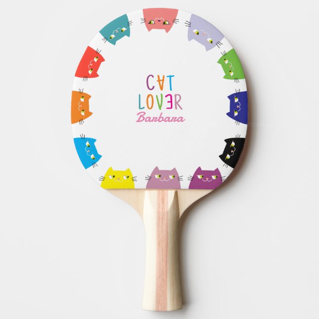 Raquete De Ping Pong Cat Lover Cute Kawaii (Frente)
