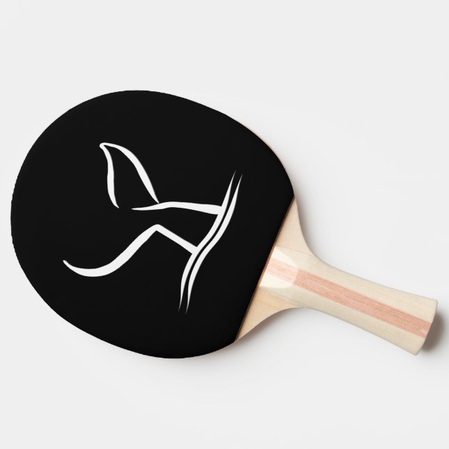 Raquete De Ping Pong Cauda branca sobre preto (Lateral)