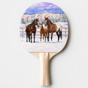 Raquete De Ping Pong Cavalos Appaloosa De Baía Castanha Em Neve