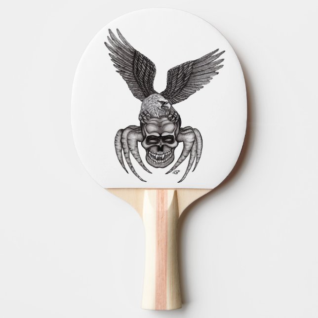 Raquete De Ping Pong Caveira-aranha com águia (Frente)