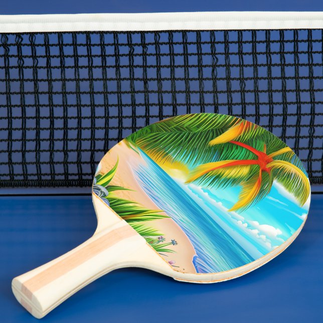 Raquete De Ping Pong Cena de Árvore de Palma de praia tropical (Insitu)