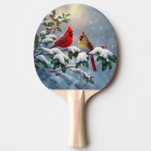 Raquete De Ping Pong Cena de Férias de Inverno Deer e Happy Snowman
