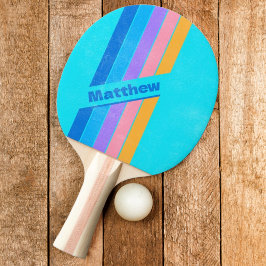 Raquete De Ping Pong Céu Neon Oceano (80s) em dificuldades com risca de